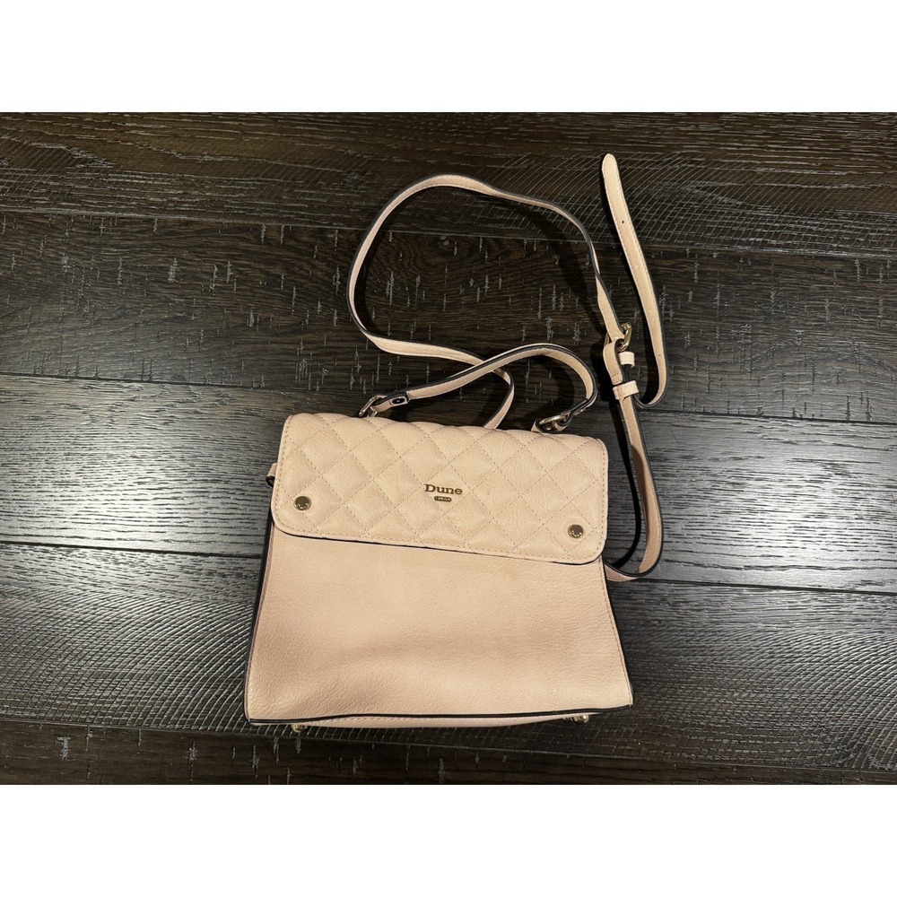 DUNE London Beige Quilted Satchel Purse Top Handle Crossbody Bag Gold Hardware